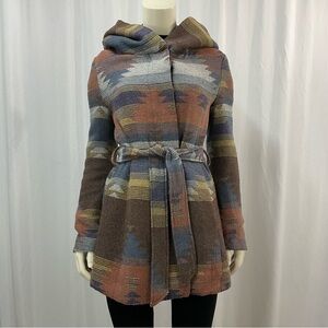 COFFEESHOP Coat BOHO Tie Waist Oversized Hood Size Medium​